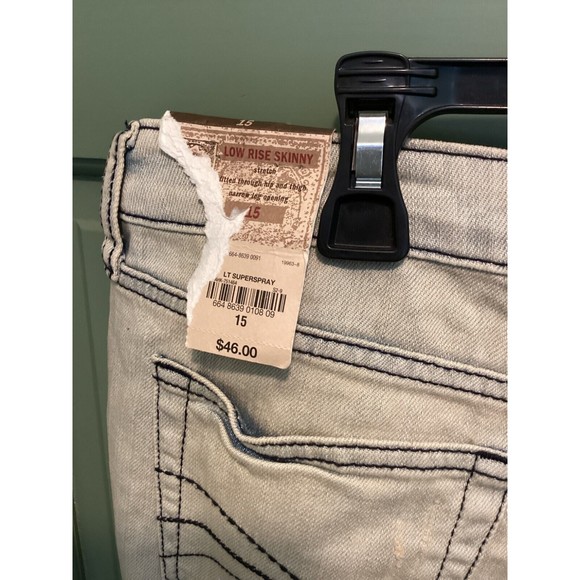 Decree Size 15 Light Superspray Stretch Low-Rise Skinny Distressed Denim Jeans - Picture 7 of 9